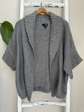 a.n.a Gray Chunky Open-Front Shawl Cardigan